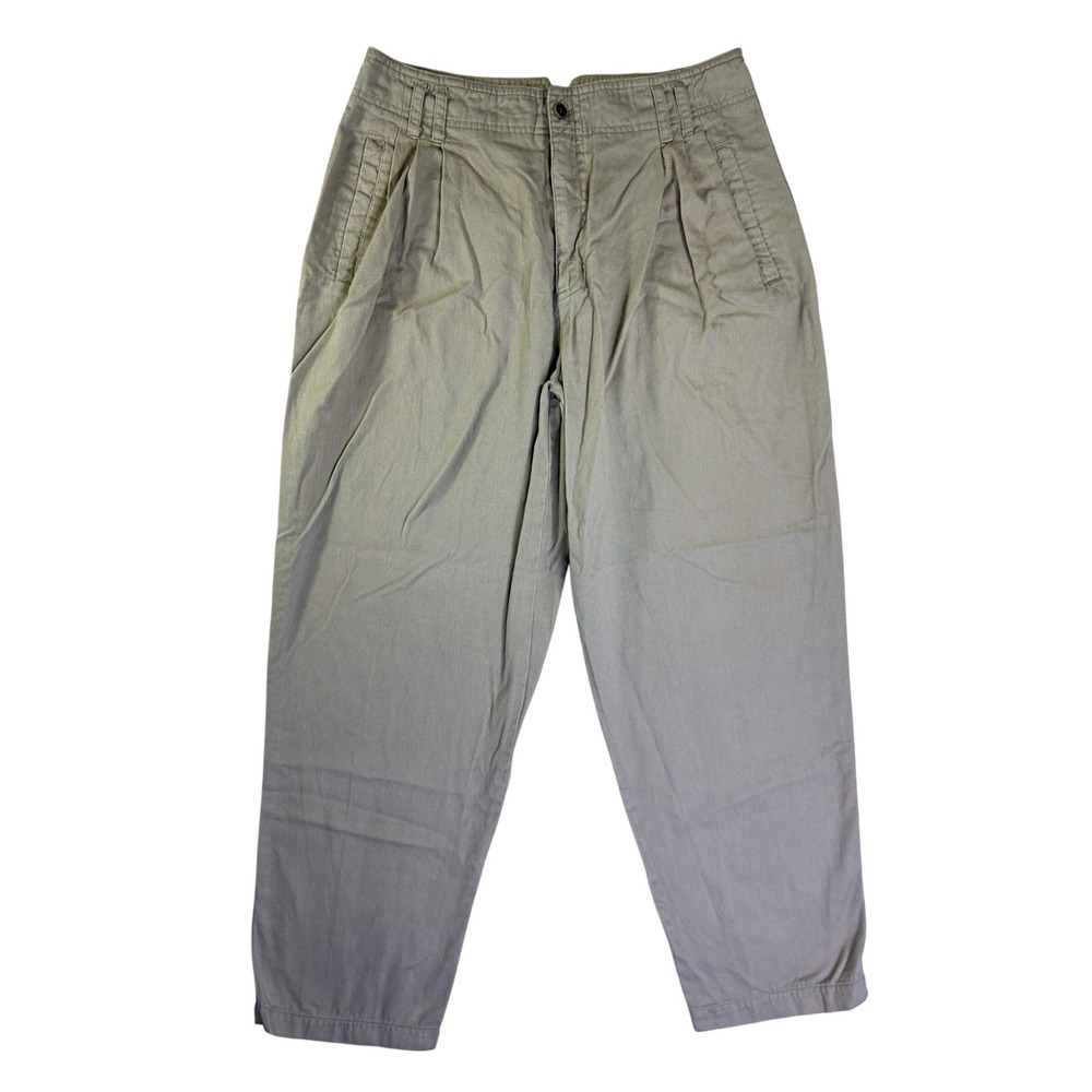 White Stag Khaki Pleated Chino Pants Tan Cotton High Rise Tapered Leg Womens 12P